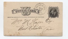 1881 Read. & Wil. Agt. RR marking postal card negative letter cancel [s.5735]