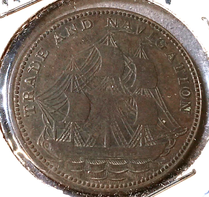 NS-24A Halfpenny 1820 token Canada Nova Scotia ship harp Breton 894 - Image 2 of 2