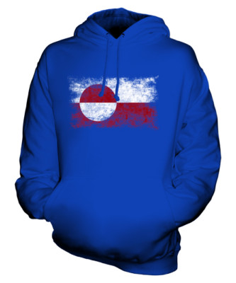 GREENLAND DISTRESSED FLAG UNISEX HOODIE TOP KALAALLIT NUNAAT GREENLANDIC