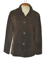 Clio Brown Genuine Leather Suede Womens Buttons Down Blazer Jacket Size 8