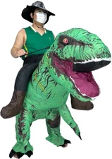 Green T-Rex Rider Inflatable Dinosaur Costume Outfit Adult Size Cosplay Dress Up