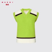 UNIQLO x MARNI knit V-neck vest Yellow-green & white XS S M L XL XXL from JAPAN