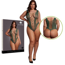 Plus Size Bodysuit Fishnet V-Neck Teddy Lingerie Babydoll Sleepwear Lingerie
