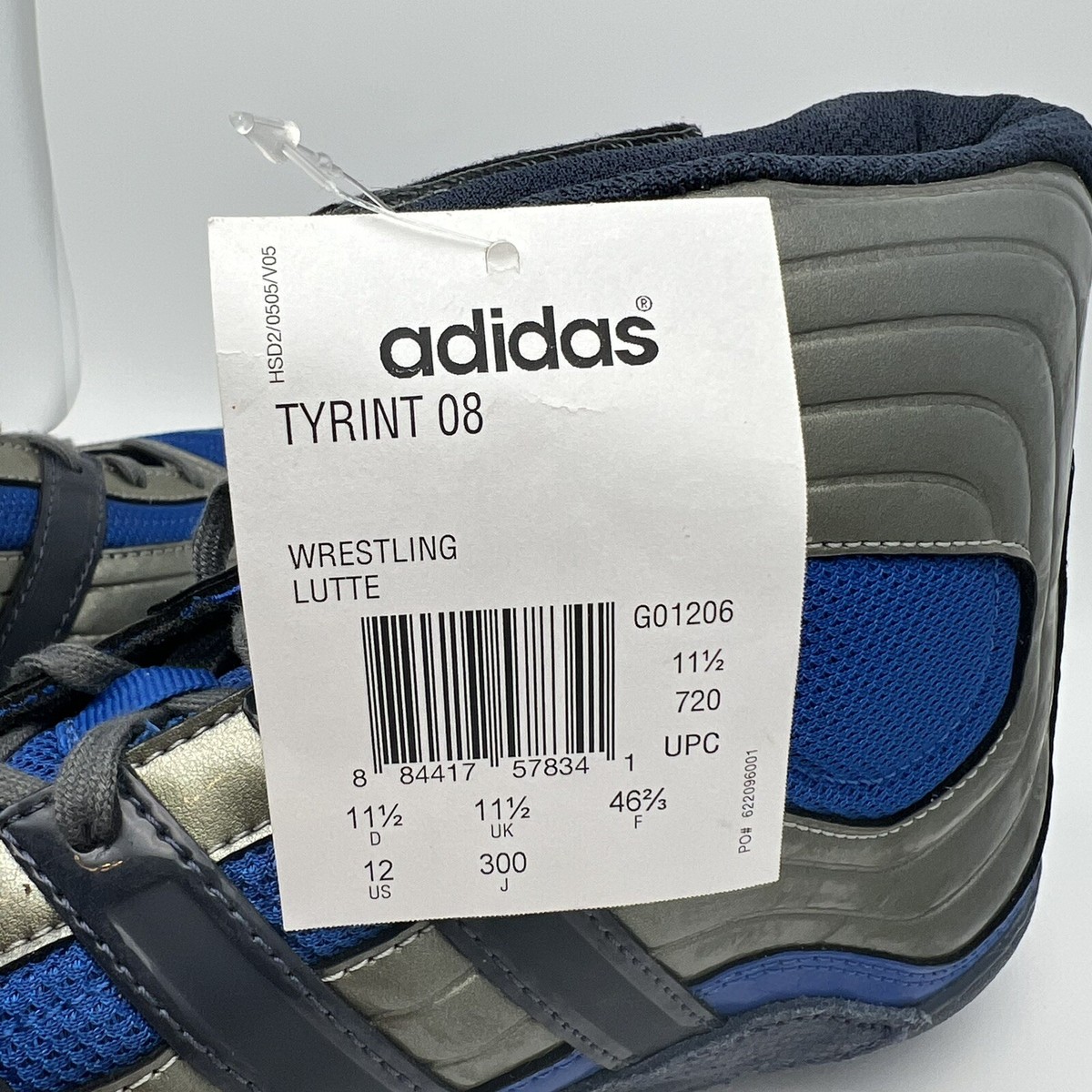 Adidas Blue Gray Tyrint 08 Split Sole Wrestling Shoe Size 12 Adidas Blue Gray Tyrint 08 Split Sole Wrestling Shoe Size 12