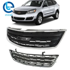 Front Upper & Lower Grille Set For 2013-2017 Chevrolet Traverse W/Chrome Molding