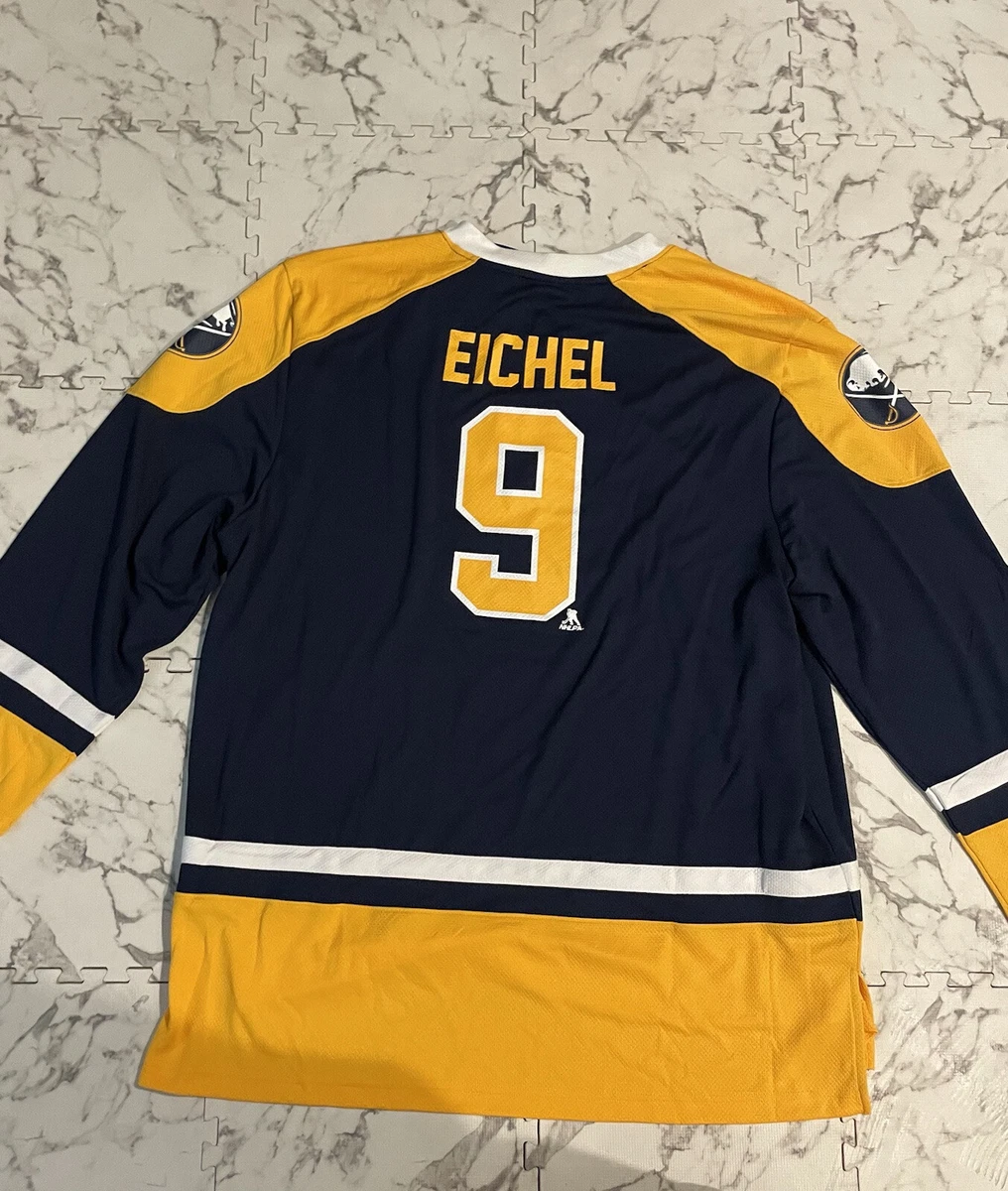 NHL, Shirts, Buffalo Sabres Nhl Eichel Long Sleeve Jersey Blue Yellow  Mens Size Large