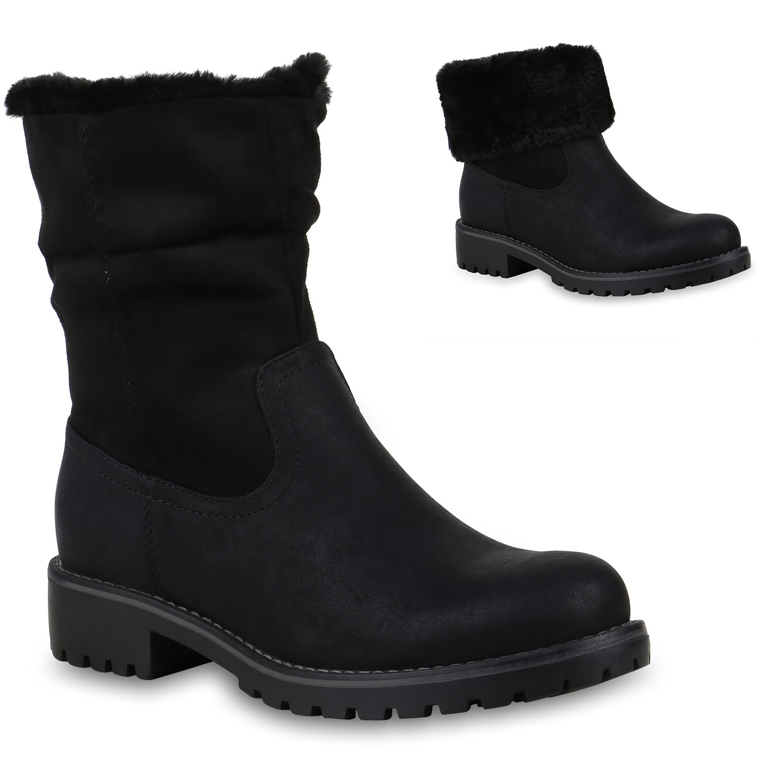 Schlupf Stiefeletten Damen Schwarz