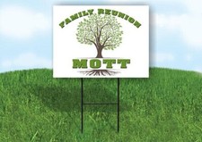 MOTT FAMILY REUNION GR TREE 18 in x24 in Yard Sign Road Sign with Stand