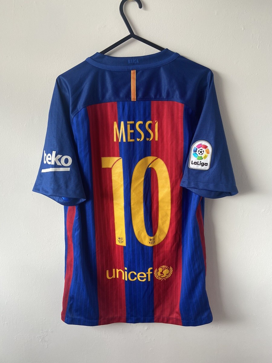 FC Barcelona 16/17 Messi サッカーユニフォーム Barcelona 2016/17 Home Shirt 'Messi 10' Size Small | eBay UK