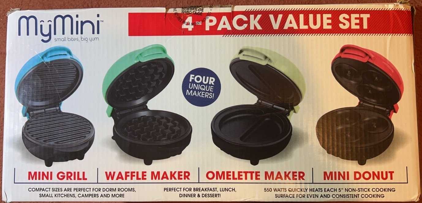 4-in-1 MyMini Kitchen Set: Waffle, Griddle, Donut & Omelette Makers - Multi-Color-image