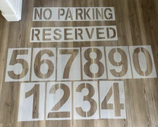 4.5" Reserved, No Parking, 10.5"numbers Pavement Letter Stencil Template