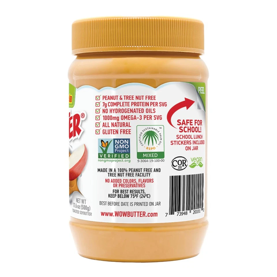 Untar crujiente sin maní Wowbutter 17,6 oz vegano sin nueces sin gluten Foto 3 de 4