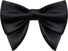 Oversized Bow Ties for Men, Pre Tied Clip on Men's Black Bowtie Matte
