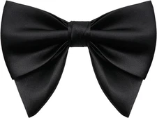 Oversized Bow Ties for Men, Pre Tied Clip on Men's Black Bowtie Matte 