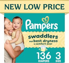 Pampers Swaddlers Size 3 Baby Diapers 136 Ct 13  26 lbs Ultra Soft  Absorbent