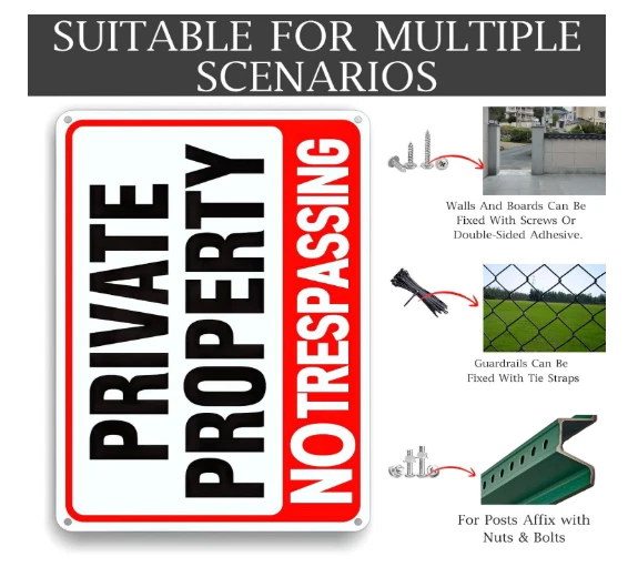 Paquete de 4 letreros grandes sin intrusión propiedad privada, aluminio libre de óxido de 8X12 pulgadas Foto 4 de 4