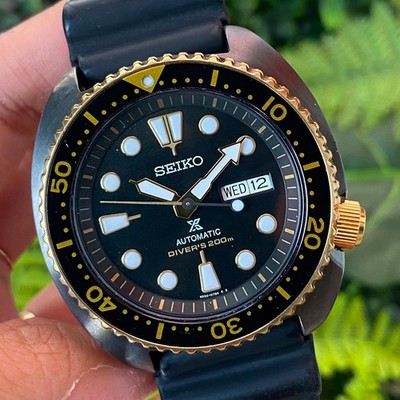 Rare Seiko Prospex SRPD46K1 Black Turtle Gold Ring Edition Automatic Black Dial