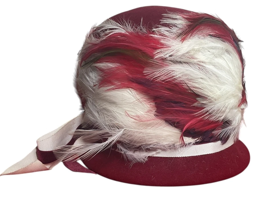 Vintage Mister T Exclusive Fedora Feathered Cloche Wool Hat - Image 2 of 4