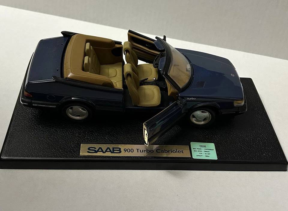 二手状况完好 Anson Saab 900 涡轮敞篷车,海军蓝,模型车,可转换比例 1: 18 — 第 2/4 张图片