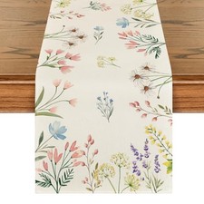 Flowers Summer Table Runner, Seasonal Spring Fall Kitchen Dining Table