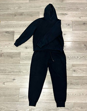 PUMA Men's Black Fleece 2-Piece Sweatsuit Set Hoodie Pants Size L