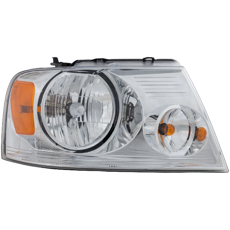 Headlight Kit For 2004-2006 Ford F-150 LH and RH w/ Bulb/s Halogen Chrome Bezel - Image 3 of 4