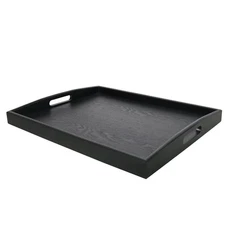 Serving Tray Large Black Wood Rectangle Food Tray Butler Tray Breakfast Tray ...