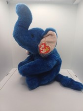 Ty Beanie Baby Peanut the Elephant Royal Blue, 1998 Edition with Tag Read Info
