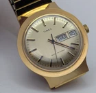 Vintage 1970s Timex Marlin Gold Day/Date Watch Excellent Case Needs Repair