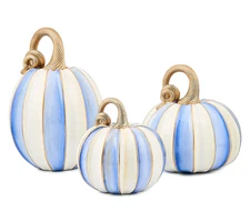 MacKenzie- Childs Set of 3 Elegant Stripe Pumpkins Fast Ship