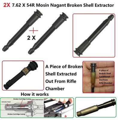 2X 7.6254R Broken Shell Extractor .Cartridge Removal To All Steel Black