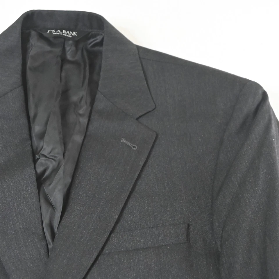 Jos A Bank 41R Gray 100% Wool Gordon Mens Blazer Suit Jacket Sport Coat - Image 2 of 4