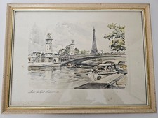 Tableau Lithographie signée Aldo RAIMONDI (1902-1998) Paris Pont Alexandre III