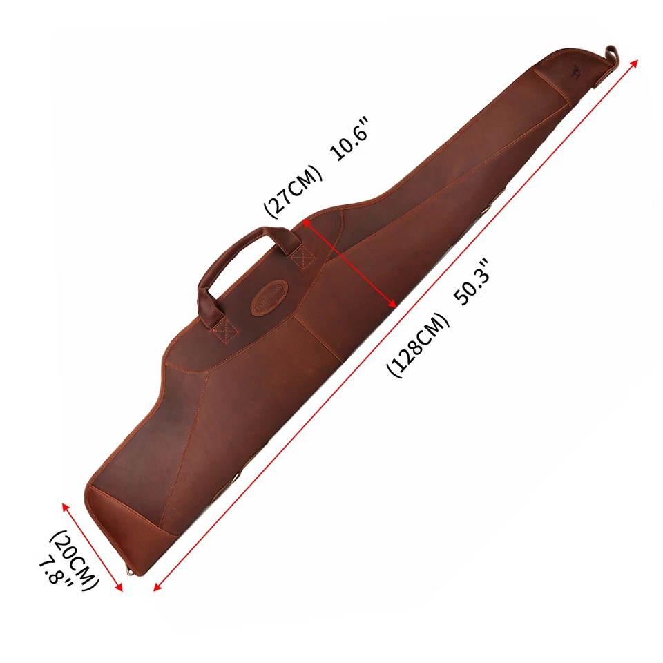 TOURBON 50" Cuero Genuino Rifle de Tiro Estuche Alcance Rifle Suave Bolsa Acolchada EE. UU. Foto 2 de 4