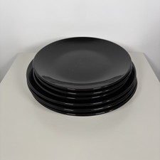 Black Glossy Round Plates Set of 6 - Two Sizes - Modern Dinnerware Stackable