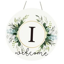 Monogram Wreaths for Front Door Wreath Wooden Welcome Sign for Front Letter I
