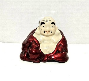 Laughing Buddha Ruby Red Table Cigar Lighter 3 1/4" H x 4" W Not Tested 1960's?