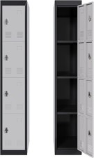 4 Door Tall Steel Locker with Key Lockable Heavy Duty for School Gym Office
