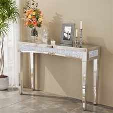 Shining Crushed Diamond Console Table Silver Mirrored Entryway Table Hall Table