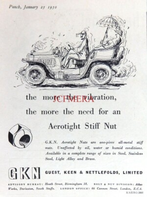 G.K.N. Technik ''Aerotight Stiff Nut'' ANZEIGE: Kleindruck 1950 670/27