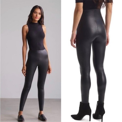 Commando Control Faux Leather Black Leggings medium