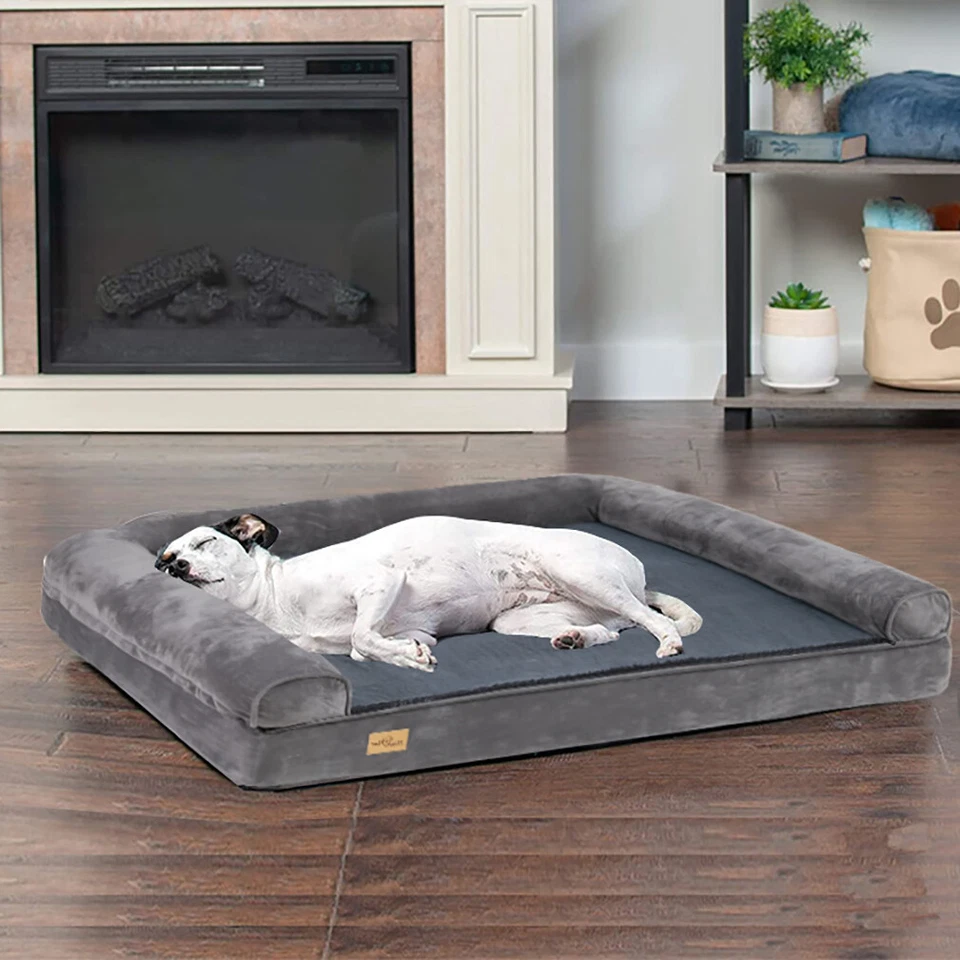 Deluxe Plush Orthopedic Dog Bed M-XXL Bolstered Dog Sleeping Sofa Bed Waterproof - image 2 of 4