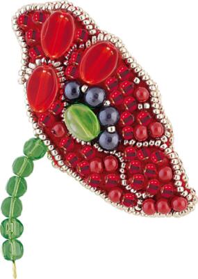Crystal Art Beadwork kit for creating brooch BP-175C Red petals