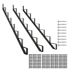 DIYHD Steel Stair Riser 7 Step Stair Stringer for Deck Height 58in,Powder Coa...