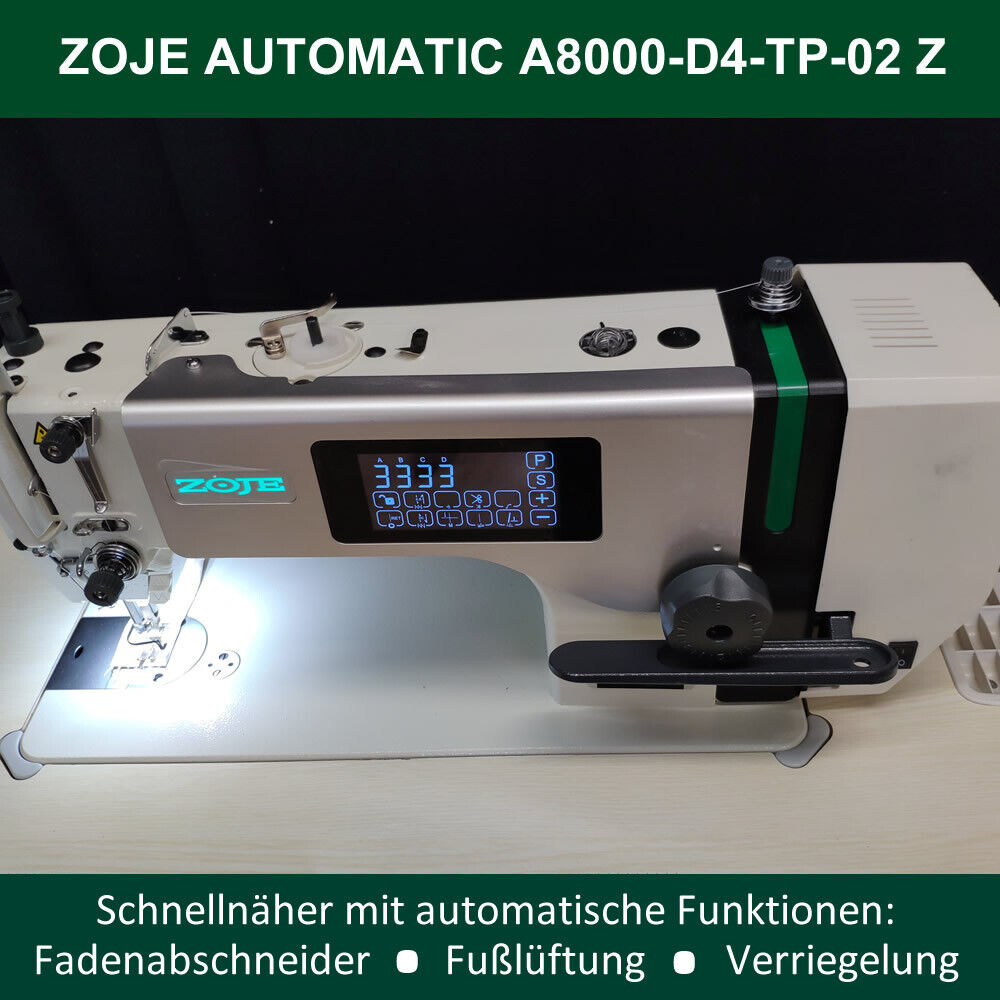 NEUE Industrienähmaschine Zoje A8000 Vollautomatik mit Fadenabschneider Gratis
