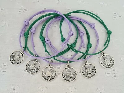 CUPCAKE0619 6 SCOTTISH WEDDING THISTLE BRACELETS FAVORS HEN PARTY GIFT BURNS NIGHT KEEPSAKE