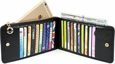 REAL LEATHER ORGANIZER WALLETS  PEBBLE BLACK  NWT  GIFT BOXED