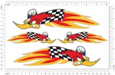 Woody Woodpecker Racing Motorcycle Stikers Set Laminated Decals Helmet Race