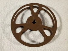 Vtg Empty Metal Film Reel Decor ~ 4.75"  Brown