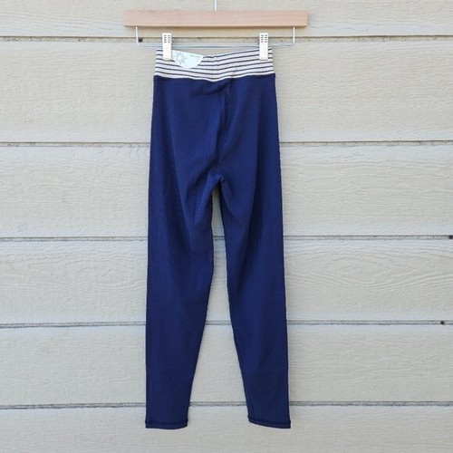NWT Offline by Aerie 7/8 leggings navy ribbed with cream striped waist small - Picture 2 of 7